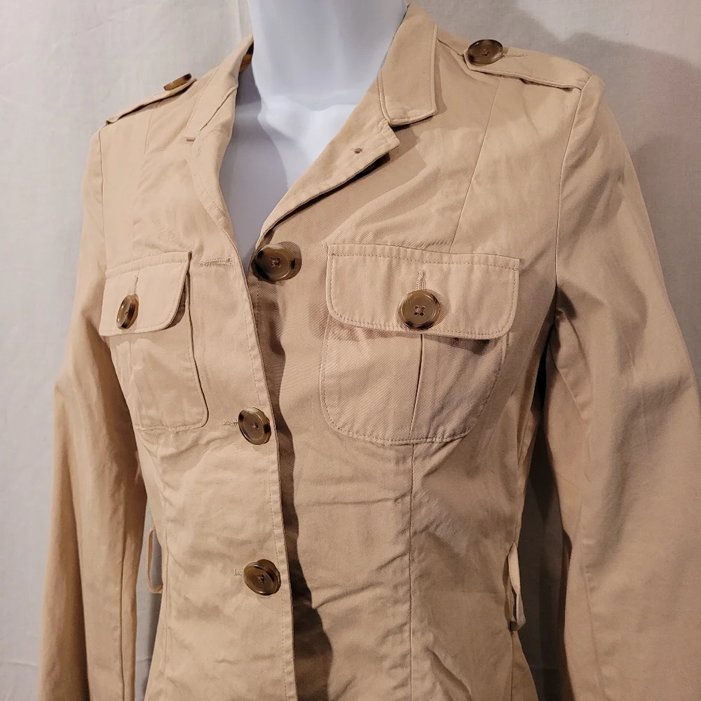 Banana Republic Cream Button Down Cotton Shirt Jacket - Picture 2 of 11